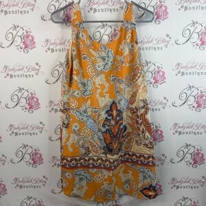 Lila rose dress flowy ornate orange blue white Paisley Print Sleeveless Dress